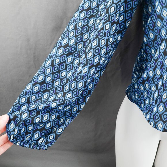 Womens Top Medium Blue Sheer Boxy Flowy Romantic Statement Artsy Indie - Picture 3 of 13